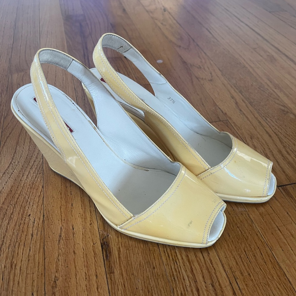Prada Yellow Wedge Sandals